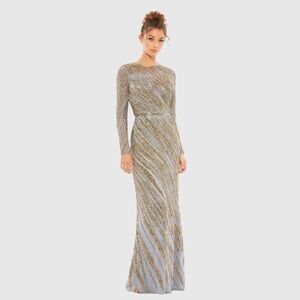 Mac Duggal Gold and Silver Maxi Dress